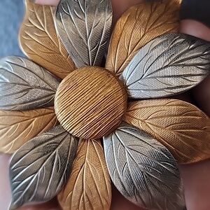 VTG Silver and Gold Floral Brooch